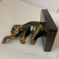 Rare paire de serre livre éléphant art deco sculpture marbre ancien 1930 J Amour