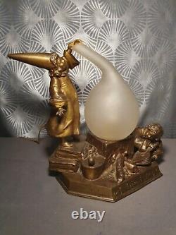 Rarissime! Veilleuse lampe art déco 1920 ALCHIMISTES! Sculpture statuette enfant