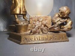 Rarissime! Veilleuse lampe art déco 1920 ALCHIMISTES! Sculpture statuette enfant