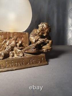 Rarissime! Veilleuse lampe art déco 1920 ALCHIMISTES! Sculpture statuette enfant