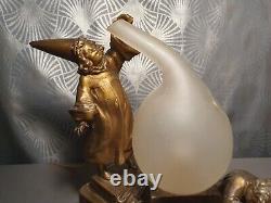 Rarissime! Veilleuse lampe art déco 1920 ALCHIMISTES! Sculpture statuette enfant