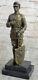Russe Empereur Protection Avec Aigle Symbole Bronze Sculpture Art Déco En Marbre