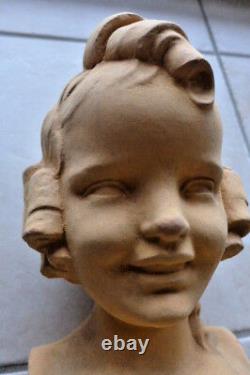 SEVRES buste enfant (terre cuite chamottée) ART DECO signé LEJAN 1930