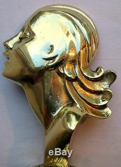 Sculpture ART DECO, bronze massif doré Buste de femme sur socle, serre-livre