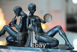 Sculpture Art Deco Couple de muciciens Thème mythologie