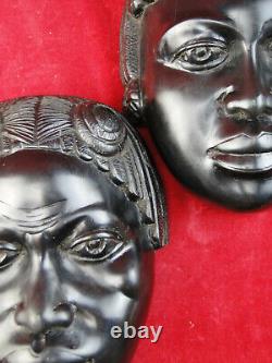 Sculpture Art-Déco Paire de visages Ebène 1925