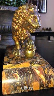 Sculpture Bronze Animalier Lion Art Deco Non Signé