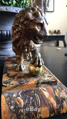 Sculpture Bronze Animalier Lion Art Deco Non Signé