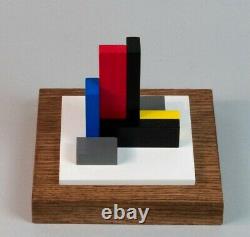 Sculpture En Bois Polychrome Abstraction Neoplasticisme Signee Numerotee (8)