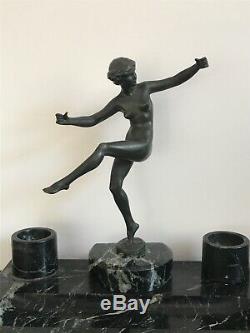 Sculpture En bronze Danseuse nue signée Briant Marcel Bouraine ART DECO 1930