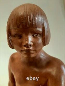 Sculpture Enfant à l'arc Etienne Forestier Terre Cuite Art Déco TTB