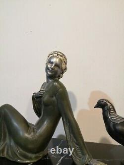 Sculpture Femme Art Deco Regule 1930 1940 Sur Marbre