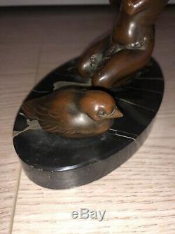 Sculpture Femme Nue Erotique Années Folles Ancien Rare Animal Oiseau Art Déco