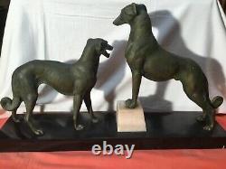 Sculpture IRENEE ROCHARD(1906-1984), Art Déco, couple de lévriers, poids 14kg