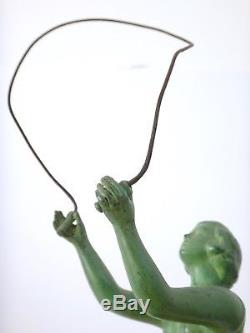Sculpture MAX LE VERRIER Jeune Femme à la corde à sauter époque ART DECO 1930