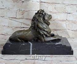 Sculpture Statue Très Rare Art Déco Lion Signée Bronze de Collection Cadeau