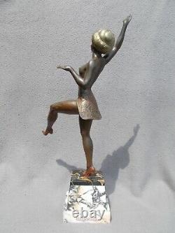 Sculpture art deco 30s LIMOUSIN statue femme danseuse orientale en regule bronze