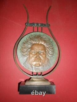 Sculpture bronze Max le Verrier Beethoven lyre art déco