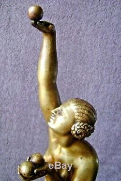 Sculpture bronze art-déco Chauvel Maillol jongleuse danseuse
