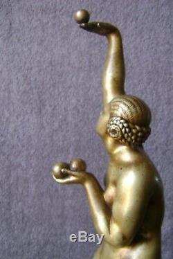 Sculpture bronze art-déco Chauvel Maillol jongleuse danseuse