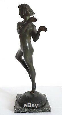 Sculpture bronze danseuse Eugène PIRON 1930 Art Déco