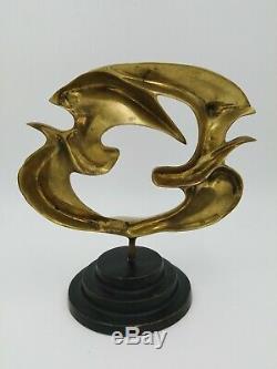 Sculpture bronze modernisme allégorique oiseaux Braque dans le goût de art-déco