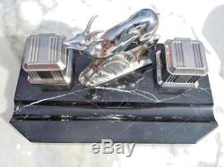 Sculpture chamois encrier bureau metal chrome d'epoque Art Deco