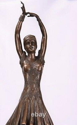 Sculpture en Bronze Femme Kita Danseuse sur Base Marbre Figure de Art Déco