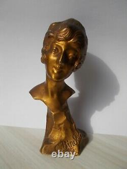 Sculpture en bronze C. BINDER 1910/20 buste de femme art nouveau art deco statue