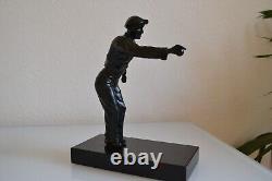 Sculpture en régule le joueur de boules bouliste pétanque 1930 art déco