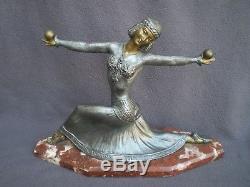 Sculpture femme danseuse art deco 1930 BALLESTE antique statue figurine woman