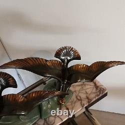 Sculpture métal deux oiseaux patine verte signé tedd art deco 1920 1940