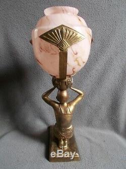 Sculpture porte vase 1930 art deco statue femme coul bronze era glass daum galle