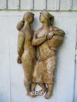 Sculpture (stuc Platre) D'artiste Art Deco Vers 1940 Couple De Femme