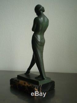 Serre Livres Bronze Patine Femme Art Deco Statue 1930 Max Le Verrier Sculpture