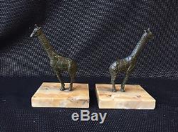 Serre Livres Girafes En Bronze Art Deco Signe Manin Sculpture