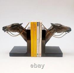Serre-livres Sculpture Animalière Tête De Chaval Art Déco