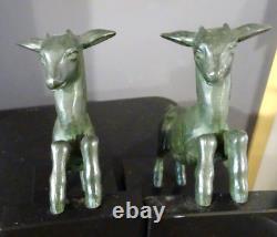 + Serre-livres Statue Sculpture Art Deco Animalier Chevreaux+