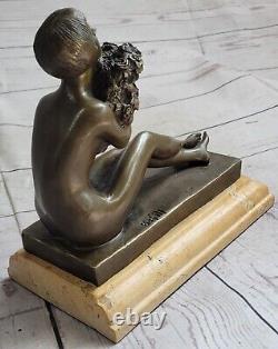 Sexy Ouest Art Déco Sculpture Bronze Marbre Chair Femme Belle Fleur Fille Statue