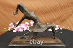 Signé Chiparus Élégant Dancer En Véritable Bronze Art Déco Sculpture Figurine