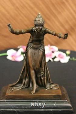 Signé D. H Chiparus, Bronze Art Déco Dancer Sculpture Nouveau Marbre Figurine Nr