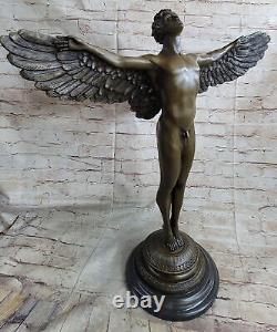Signée A. A. Weinman, Bronze Chair Icarus Sculpture Art Déco Marbre Base