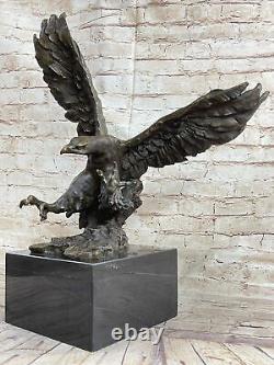 Signée Américain Chauve Aigle Bronze Sculpture Statue Figurine Art Déco Solde