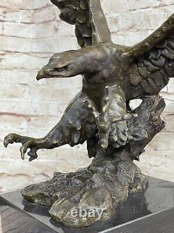 Signée Américain Chauve Aigle Bronze Sculpture Statue Figurine Art Déco Solde