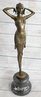 Signée Art Déco Chiparus Ventre Danseuse Marbre Affaire Bronze Sculpture Solde