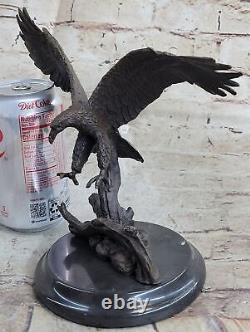 Signée Barye Flying American Eagle Art Déco Bronze Sculpture Figurine Affaire