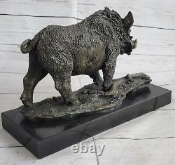 Signée Barye Sanglier Sauvage Cochon Bronze Sculpture Figurine Art Deco Maison