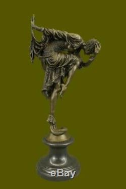 Signée Bronze Style Art Nouveau Deco Chiparus Statue Figurine Sculpture Solde