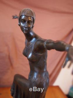 Signée Chiparus Bronze Statue, Art Déco Danseuse Sculpture Deco