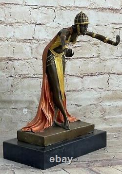 Signée Cl. Jr. Colinet, Bronze Art Déco Danseuse Sculpture Bureau à Domicile Décor